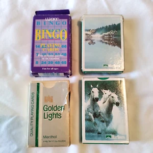 VTG. Lot of 4 PLAYING CARDS  MARLBORO, LUCKY BINGO SEALED DECK + 2 MORE - Picture 1 of 4