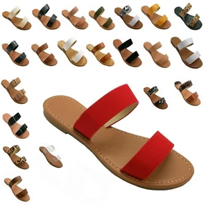 Mujeres Nuevas Sandalias Zapatos Gladiador Tanga Chanclas Sin Cordones Punta Plana Abierta - Imagen 1 de 63