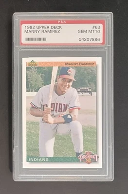 1992 Upper Deck Manny Ramirez RC #63 PSA 10 GEM MINT HOF Rookie Card  - Image 1 of 2