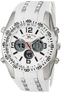U.S. Polo Assn. Sport Men's US9282 Silver-Tone Watch with White Silicone Band - Picture 1 of 3
