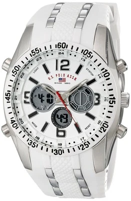 U.S. Polo Assn. Sport Men's US9282 Silver-Tone Watch with White Silicone Band - Image 1 of 3