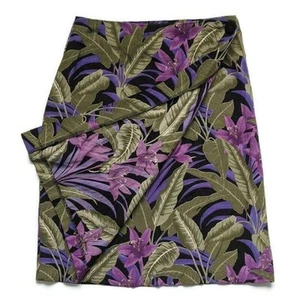 Vintage Purple Black Green Hawaiian Wrap Skirt 4 Floral Rayon Above Knee USA - Picture 1 of 9