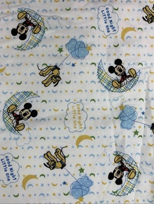 Tela de franela blanca Mickey Mouse Good Night Little One por yarda x 44" algodón Foto 1 de 4