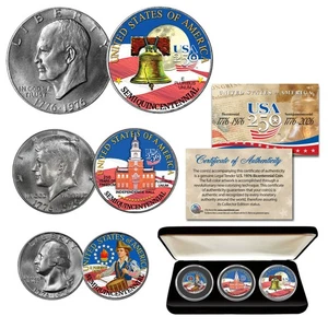 Juego de 3 monedas AMERICA250 1776-2026 America 250 aniversario 1976 con caja - Imagen 1 de 2