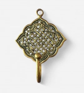 Solid Brass Key Towel Hook Woven Pattern - Picture 1 of 3