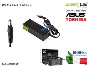 Alimentatore ASUS 90W 19V 4,74A [5,5x2,5mm] Green Cell PRO Compatibile ASUS A53  - Picture 1 of 1