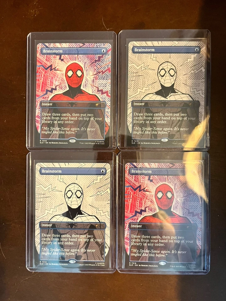 X4  Spider-Man Brainstorm 7013 Black/White + 7019 Secret Lair Chase Cards. - Image 1 of 1