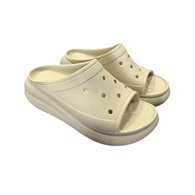 Crocs CRUSH Beige Comfort Open Toe Slides Platform Sandals, Men 10 Womens 12 EUC - Image 1 of 4