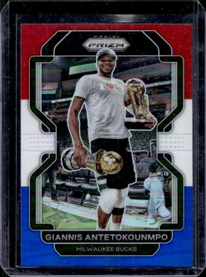 Bucks Prizm Giannis Antetokounmpo 2021-22 rojo blanco y azul #1 Foto 1 de 2