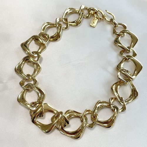 SAINT LAURENT (YSL) Collana Yves Saint Laurent oro pesante donna vintage quadrata YSL