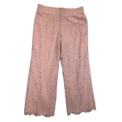 Isaac Mizrahi Live! Pantalones Mujer M Rosa Encaje Superpuesto Recortado Dobladillo Festoneado Foto 1 de 4