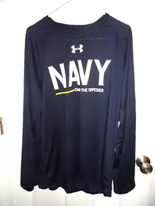 Camicia Under Armour Heat Gear Uomo Blu Navy Damn The Torpedoes Vestibilità Larga LS 2XL - Foto 1 di 14