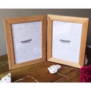 Solid Oak Double Hinged Photo Picture Frame Wood Wooden Glass Top Quality - UK