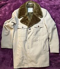 Mens Vintage 1970s London Fog Faux Fur Lined Coat Jacket 42 R Dry Clean Only