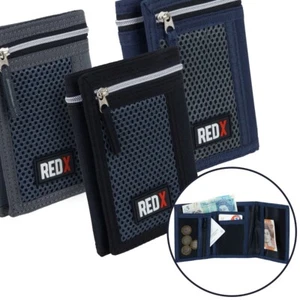 RED X Mens or Boys Trifold Nylon Sports Wallet with Change Section - Picture 1 of 19