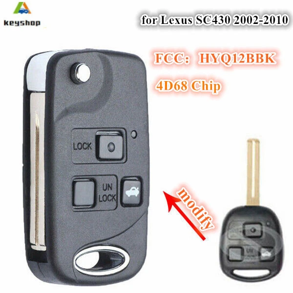 for Lexus SC430 2002-2010 Replacement Flip Remote Key Fob 3Button HYQ12BBK -4D68 - Image 1 of 4