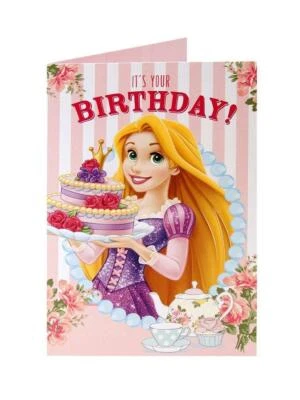 Disney Princess's Rapunzel Tea & Cake Birthday Greetings Card For Girl Her  - Image 1 of 2
