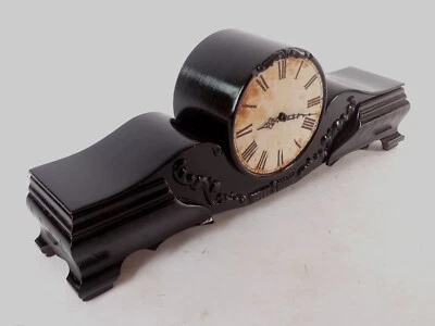 Alte große Kaminuhr Buffet Schwarz Barockstil Upcycling Vintage B 71,5cm - Bild 1 von 4