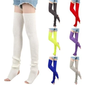 Solid Color Women Leggings Extra Long Leg Warmers High Boot Stockings Women - Picture 1 of 20