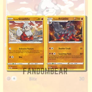 SET carte Pokemon Hisuian Growlithe & Arcanine Evoluzioni! Radianza Astrale 2022 - Foto 1 di 3