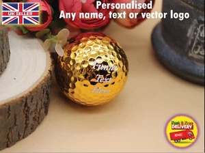 Gold Personalised GOLF ball with any name logo text or photo perfect gift golfer - Picture 1 of 11