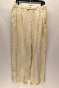 Pantalones boho A New Day mezcla de lino Old Money para mujer 14 rayas marfil pierna ancha - Imagen 1 de 13