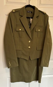 New York Co 7th Ave Olive Green Suit Military Style Gold Buttons Size 18 $129 - Picture 1 of 15