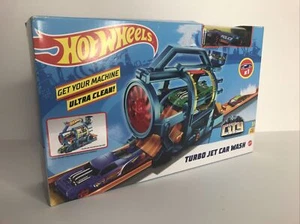 ✅Hot Wheels City Turbo Jet Car Wash Track Set Police Sports Car - Picture 1 of 3