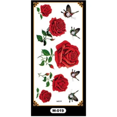 INKWEAR Hübsche Vintage rote Rose und Schmetterling Haut temporäre Transfer Tattoos 19 x 9 cm