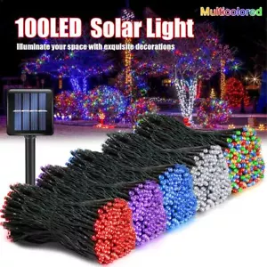 100 LED Solar Power String Light Outdoor Garden Festival Party Decor Fairy Lamp - Picture 1 of 48