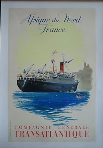Cie Gle TRANSATLANTIQUE-FRENCH LINE-AFRIQUE du NORD~VILLE de TUNIS~R. CHAPELET~ - Imagen 1 de 5