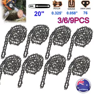 3/6*9X 20" Saw Chains Chainsaw Chain 325 058 76DL for BAUMR-AG 62cc 20 Inch Bar - Picture 1 of 10