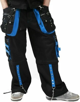 Gothic Steampunk Cotton Trousers Black Blue Punk Emo Dead Thread Pants - Image 1 of 4