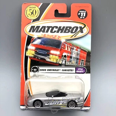 Matchbox Style Champs 2000 Chevrolet Corvette Silver Chevy #11 Diecast 1:60 - Image 1 of 4