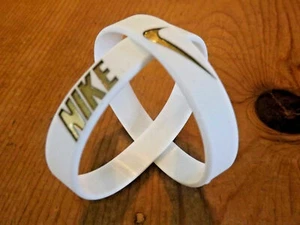 Nike Baller Band Silicone Rubber Bracelet White Gold Dubraes BEST RATED QUALITY - Picture 1 of 2