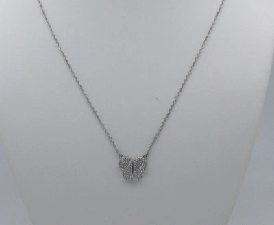 Sterling Silver Butterfly Pendant with CZ Accents  18”  Chain Necklace - Image 1 of 4