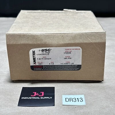 FACTORY NEW- OEM Ametek US Gauge Fig. 1981 170026XLG 4-1/2” Face, 1/2 ANPT LM - Image 1 of 4
