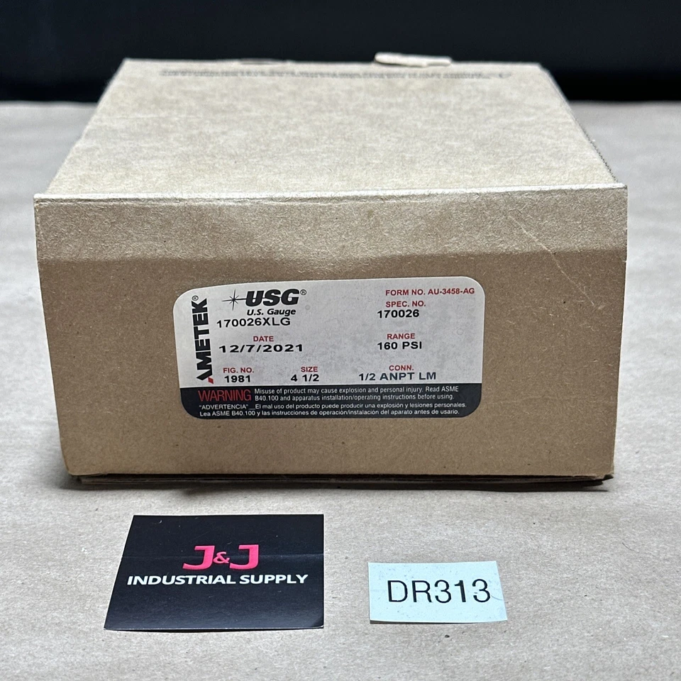 FACTORY NEW- OEM Ametek US Gauge Fig. 1981 170026XLG 4-1/2” Face, 1/2 ANPT LM - Image 1 of 4