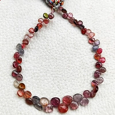 Natural Multi Color Spinel Gems 3 to 6mm Size Smooth Heart Shape Beads 7" Strand - Image 1 of 4