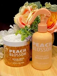 2 Pc SET Peach Blossom Linen/Room Spray & Freshener Beads w/Essential Oil New - Picture 1 of 4