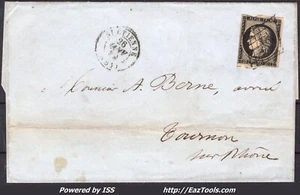 FRANCE N° 3 SUR LETTRE AVEC OBLITERATION GRILLE + CAD ST ETIENNE DU 26/01/1849 - Picture 1 of 2