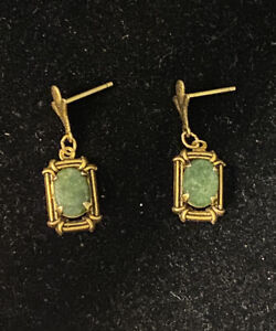 Vintage 14k Gold & Jade Dangle Earrings