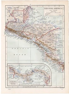 CENTRAL AMERICA - Panama Detailed 1911 Original Antique Map w Video - Picture 1 of 2