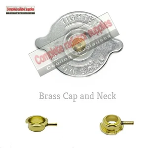 Short Reach Brass Radiator Filler Neck and 10 lb/psi Pressure Cap - Picture 1 of 2