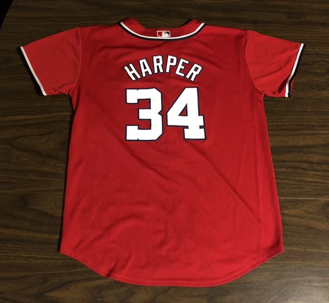 Majestic Cool Base MLB Washington Nationals Jersey 34 Harper Youth Sz XL 18-20 Cover