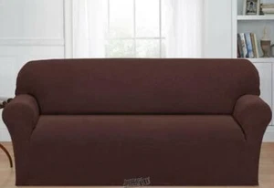 Stretch Basketweave Sofa Slipcover Chocolate - Picture 1 of 2