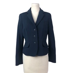 Worth New York Marineblau Wolle 3 Knopf Blazer Jacke Pattentaschen Karriere Gr. 12 - Bild 1 von 13