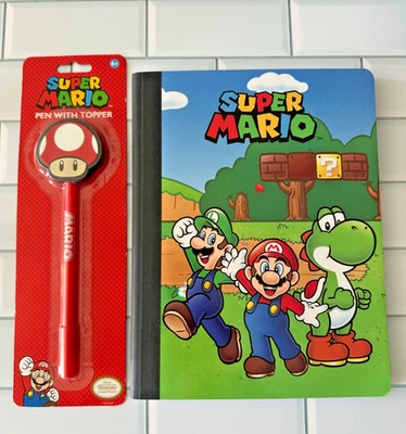 Nuevo paquete de carpeta Super Mario con libro de composición y bolígrafo Super Mario con tapa Foto 1 de 3
