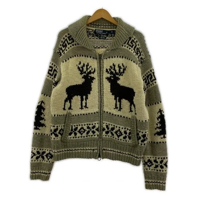 Polo Ralph Lauren Vintage Cowichan Indian Deer Handknit Zip Sweater M - Image 1 of 4