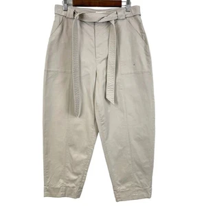 Ted Baker 3 Belted Trouser Womens 8/10 Barrel Leg Ankle Belted Cuffed Tan FLAW - Picture 1 of 18